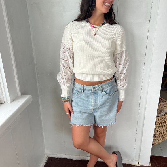 White Eyelet Sweater - Picture 4 of 7